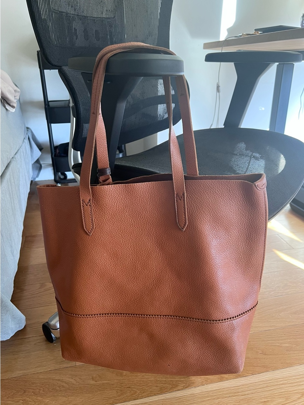 J. Crew Tan Leather Tote with attached wallet